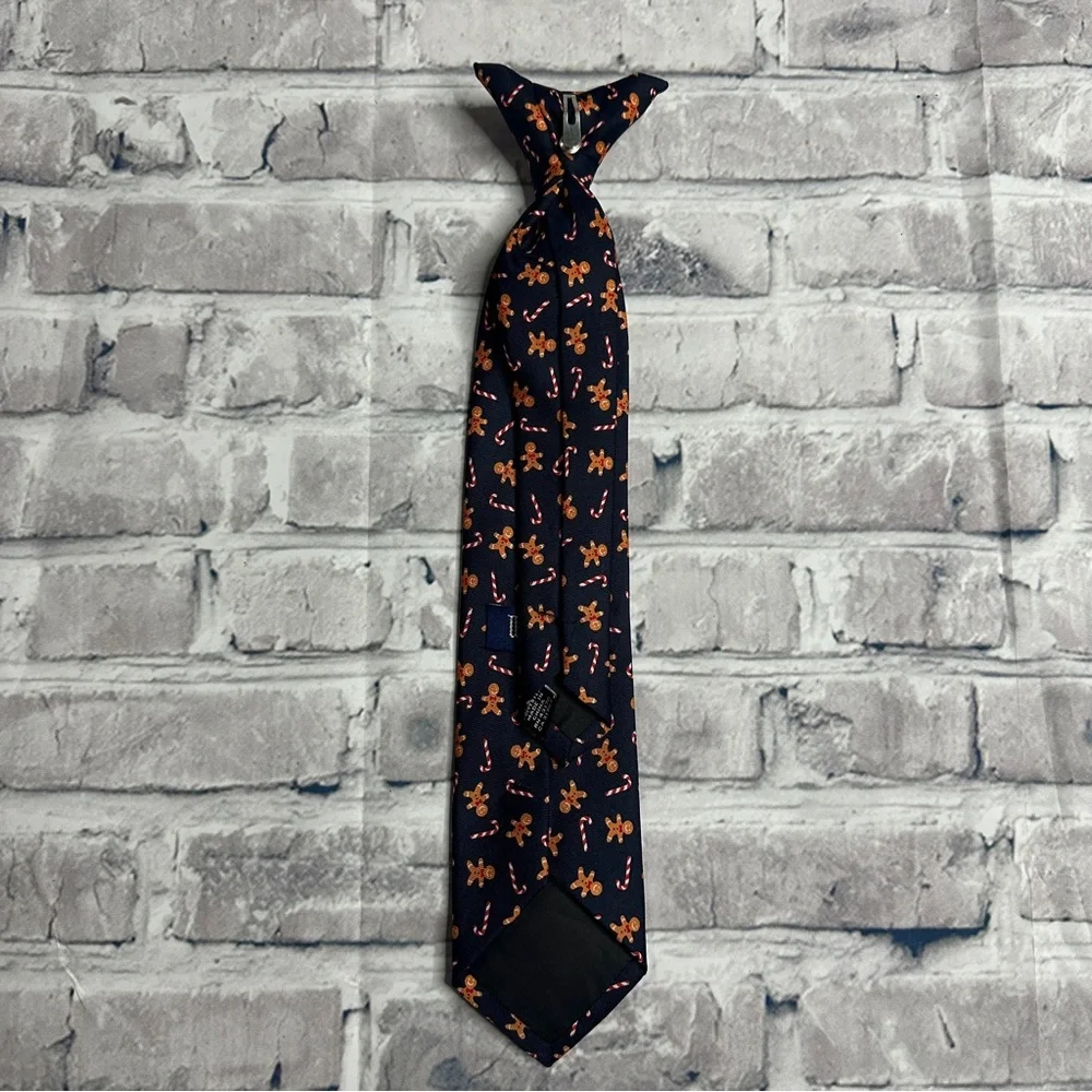 Wembley Boys Navy Gingerbread & Candy cane Clip On Tie ONE SIZE (RN 43170)